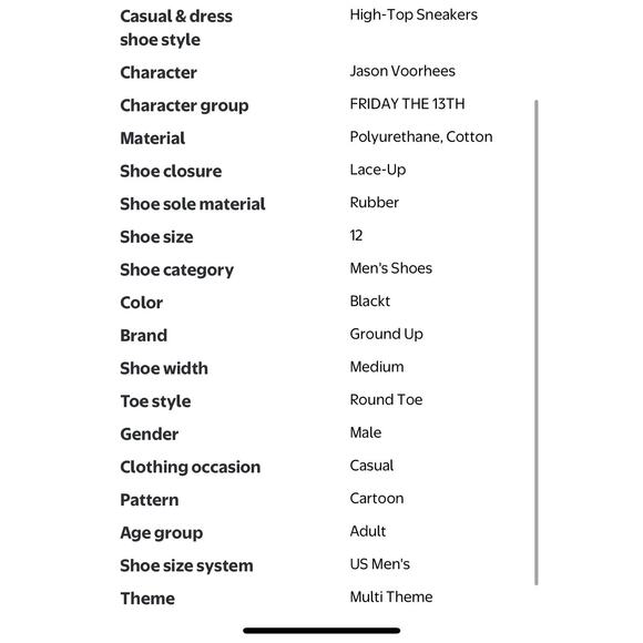 Jason Voorhees Friday The 13th HIGH Top Shoes GroundUp Sneakers Size 8.5 RARE - Picture 11 of 14